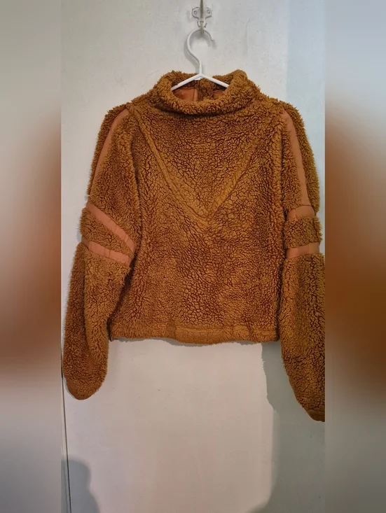 Free People Nantucket Toasted Coconut Teddy Fleece Pullover S.XS - Picture 8 of 11